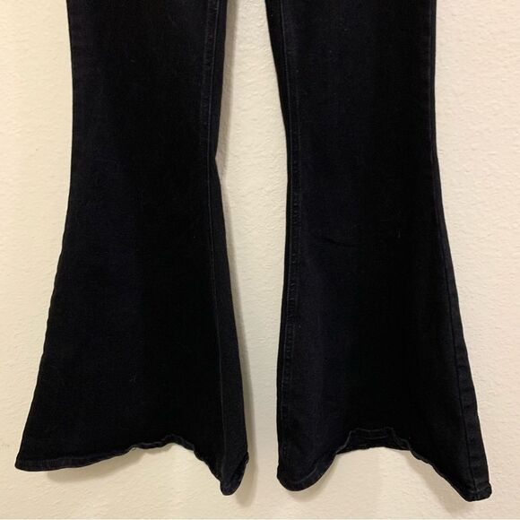 FOREVER 21 Flair Jeans Women Medium Black Stretch Elastic Waist Pull on Boho. - Picture 5 of 15